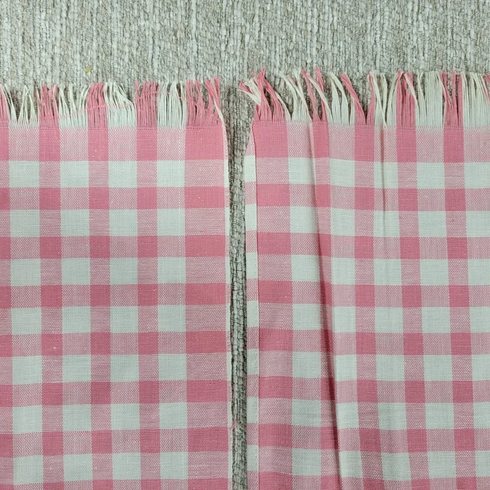 Vintage Cannon Tea Towel Kitchen Dish Rag Pink Gingham Linen Deadstock Set of 2